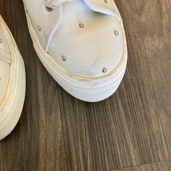 AGL White and Gold Studded Lace-Up Leather Sneaker Size 36.5 - Picture 6 of 7